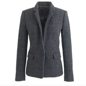 J. Crew. Houndstooth Regent Wool Blazer In Olive Amber Size 00
